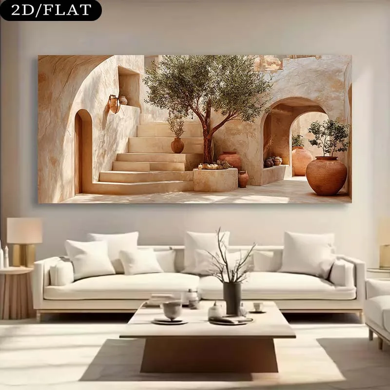 Terracotta Pot - Frameless Canvas Painting2D Flat Large Modern