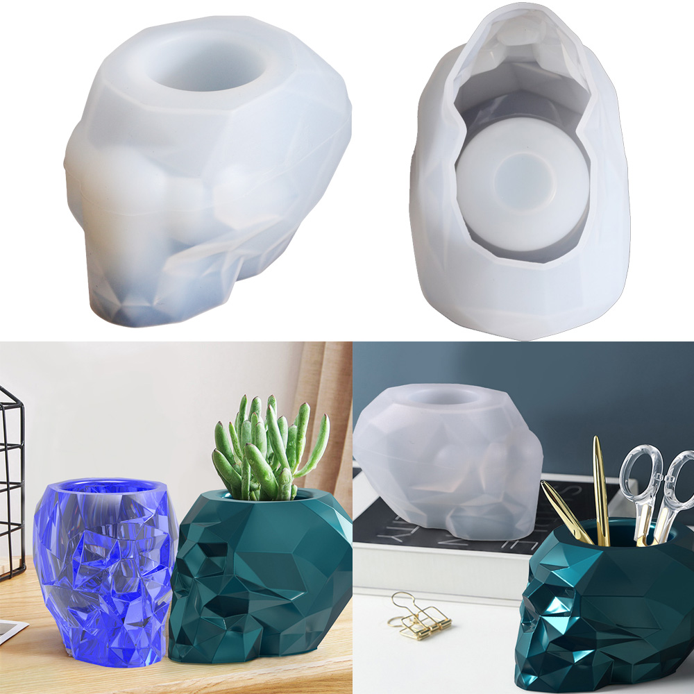 Skull Shape Mold Pen Holder Si - Terracotta Pot ulasan dan harga